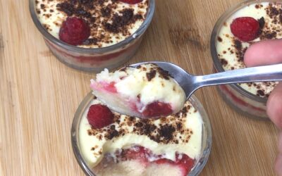 Tiramisu healthy aux framboises light et rapide (sans café)